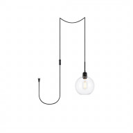 Emett 1 light Black and Clear glass plug in pendant