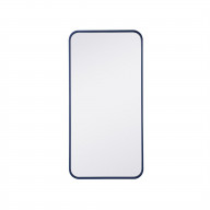 Soft corner metal rectangular mirror 18x36 inch in Blue