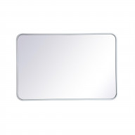 Soft corner metal rectangular mirror 24x36 inch in White