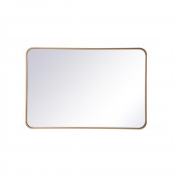 Soft corner metal rectangular mirror 27x40 inch in Brass