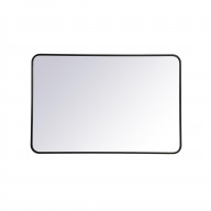 Soft corner metal rectangular mirror 28x42 inch in Black