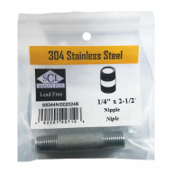 NIPPLE SS 1/4" X 2.5" (Pack of 1)