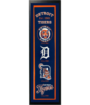 Detroit Tigers Logo History Felt Banner 14 x 37