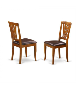 Set of 2 Chairs AVC-SBR-LC Avon kitchen dining Chair with Faux Leather Seat - Saddle Brow Finish