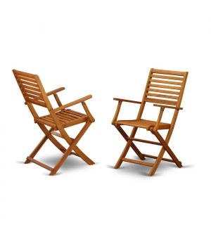 Set of 2 Chairs BBSCANA Solid Acacia Wood Outside patio Folding Chair With Arm Rest -Set of two