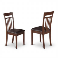 Set of 2 Chairs CAC-MAH-LC Capri slat back Chair for dining room with Leather Upholstered Seat