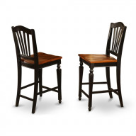 Set of 2 Chairs CHS-BLK-W Chelsea Stools with wood seat, 24