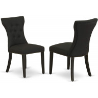 East West Furniture Gallatin Parson Chair, Standard Height, Black Linen Fabric (Pack of 2)