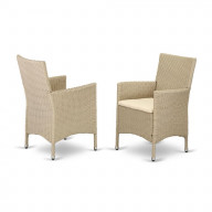 Set of 2 Chairs HVLC153V Outdoor-Furniture Wicker Patio Chair in Cream Finish