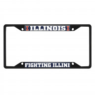 Illinois Illini Metal License Plate Frame Black Finish