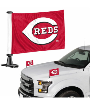 Cincinnati Reds Ambassador Car Flags - 2 Pack Mini Auto Flags, 4in X 6in.