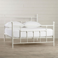 Full size White Metal Platform Bed Frame with Headboard and Footboard