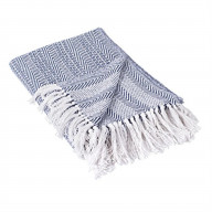 DII Herringbone Striped Collection Cotton Throw Blanket, 50x60, Nautical Blue
