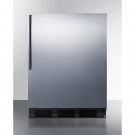 ADA compliant built-in undercounter all-refrigerator for general purpose use, auto defrost w/SS wrapped door, thin handle, and black cabinet
