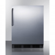 ADA compliant built-in undercounter all-refrigerator for general purpose use, auto defrost w/SS wrapped door, towel bar handle, and black cabinet