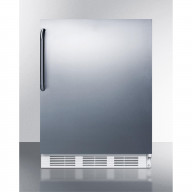 ADA compliant built-in undercounter refrigerator-freezer for residential use, cycle defrost w/deluxe interior, stainless steel exterior, and towel bar handle