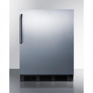 ADA compliant built-in undercounter refrigerator-freezer for residential use, cycle defrost w/deluxe interior, SS door, TB handle, and black cabinet