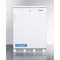 Freestanding refrigerator-freezer for general purpose use, with lock, dual evaporator cooling, cycle defrost, and white exterior