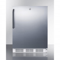 Freestanding ADA compliant refrigerator-freezer for general purpose use, w/dual evaporator cooling, cycle defrost, lock, SS door, TB handle, and white cabinet