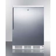 Commercially listed freestanding all-refrigerator for general purpose use, auto defrost w/lock, SS wrapped door, thin handle, and white cabinet