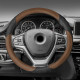 Perforated Genuine Leather Steering Wheel Cover - BROWN