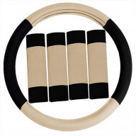 Road Master Steering Wheel Cover and Seatbelt Pads - BEIGE