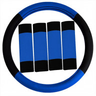Road Master Steering Wheel Cover and Seatbelt Pads - BLUE