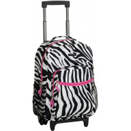 Rockland Double Handle Rolling Backpack, Pink Zebra, 17-Inch ( Pack of 2 )