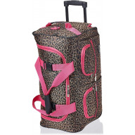 Rockland Rolling Duffel Bag, Pink Leopard, 22-Inch ( Pack of 2 )
