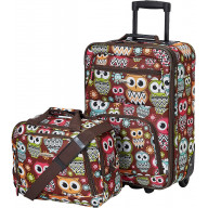 Rockland Fashion Softside Upright Luggage Set, Owl, 2-Piece (14/19) ( Pack of 2 )