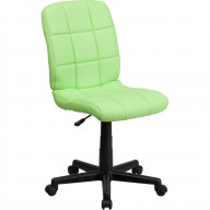 Mid-Back Green Quilted Vinyl Swivel Task Office Chair