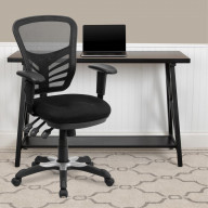 Mid-Back Black Mesh Multifunction Executive Swivel Ergonomic Office Chair with Adjustable Arms