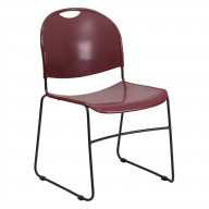 HERCULES Series 880 lb. Capacity Burgundy Ultra-Compact Stack Chair with Black Powder Coated Frame
