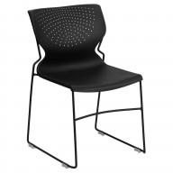 HERCULES Series 661 lb. Capacity Black Full Back Stack Chair with Black Powder Coated Frame