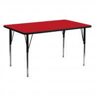 24''W x 60''L Rectangular Red HP Laminate Activity Table