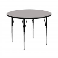 42'' Round Grey HP Laminate Activity Table - Standard Height Adjustable Legs
