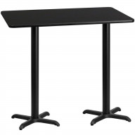30'' x 60'' Rectangular Black Table Top with 22'' x 22'' Bar Height Table Bases
