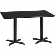 30'' x 60'' Rectangular Black Table Top with 22'' x 22'' Table Height Bases