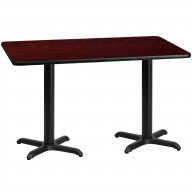 30'' x 60'' Rectangular Mahogany Table Top with 22'' x 22'' Table Height Bases