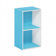 Furinno Pasir 2-Tier Open Shelf Bookcase, Light Blue/White