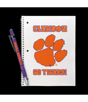 Clemson Tigers Gift Set - Spiral Notebook and Comfort Feel Metal Pen (2312)
