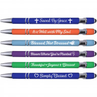 Greeting Pen Christian Inspirational Pen Set with Soft Touch Coated Metal and Stylus 6 pack 36091