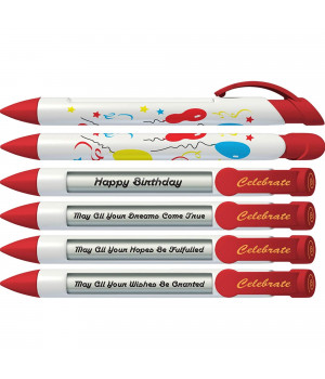 Greeting Pen Celebrate Birthday Pens with Rotating Messages, 6 Pen Set (36501)