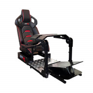 GTA Pro Model Racing Simulator Cockpit Black Frame with Black/Red Pista Adjustable Leatherette Racing Seat