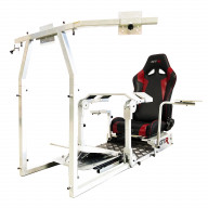 GTA Pro Model Racing Simulator Cockpit White Frame with Black/Yellow Pista Adjustable Leatherette Racing Seat & Single/Triple Standard Monitor Stand