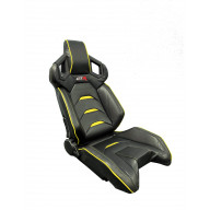 GTR Black/Yellow Pista Premium Adjustable Leatherette Racing Seat