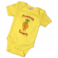 Organic Cotton Short Sleeve Bodysuits/Onesies - Yellow Carrot 6-12m