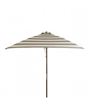 Classic Wood 6.5 ft Square Market Umbrella - Soft Black/Ivory Stripe
