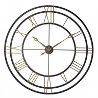 LEHMAN, Wrought Iron Gallery Wall Clock with a Quartz Time Only Movement