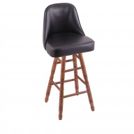 Grizzly Bar Stool with Turned Oak Legs, Medium Finish, and 360 Swivel